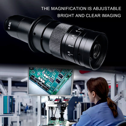 130X 150X 180X 215X zoom C Mount Lens Magnification Adjustable 0.7X~4.5X Optical Zoom Lens For HDMI USB Microscope Camera