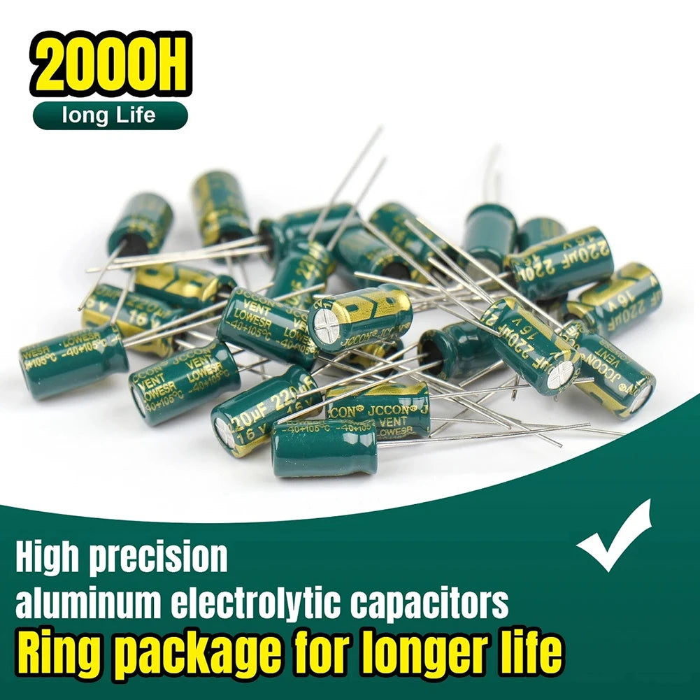 15/24/36 Values 225/460/925Pcs Aluminum Capacitors Set 16V-50V Aluminum Electrolytic Capacitors Assortment Kit for DIY Projects