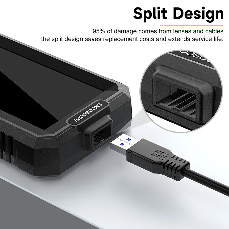 2-100m Industrial Endoscope Camera 8mm 1080P Detachable Design IP67 Borescope Inspection Camera for Piping Sewer 2600mAh