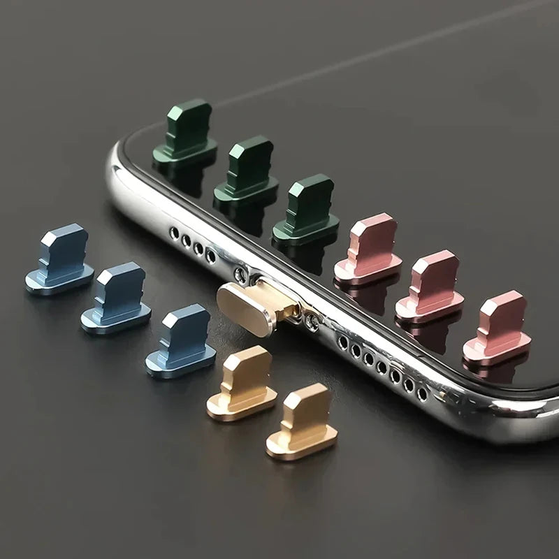 2-10pcs Dust Plug Aluminum Alloy Anti Dust Plug Charging Port Dust Plug For iPhone 14 13 12 Pro Max Protector Anti-Dirt Stopper