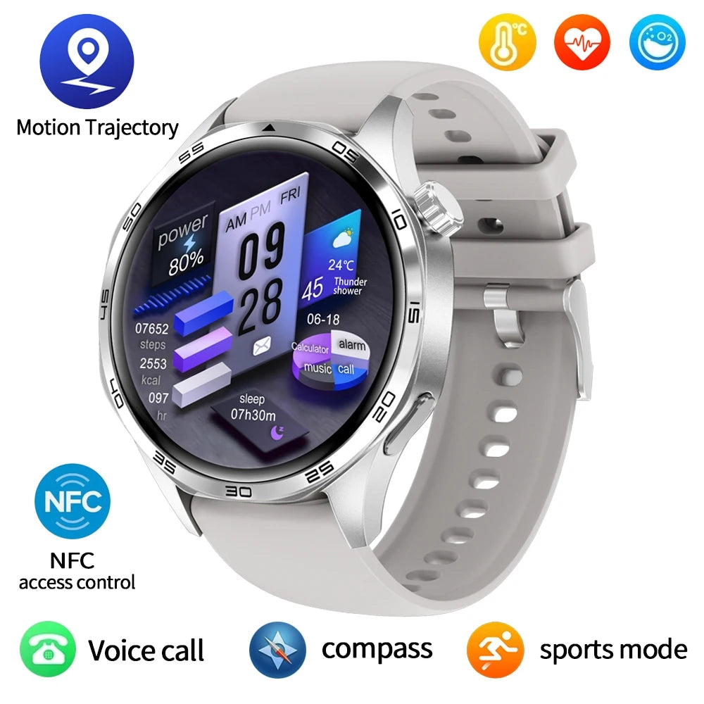 2025 New For HUAWEI Smart Watch Men GT5 PRO NFC GPS Sports Compass Fitness Heart Rate Bluetooth Call Smartwatch Watch 5 Pro