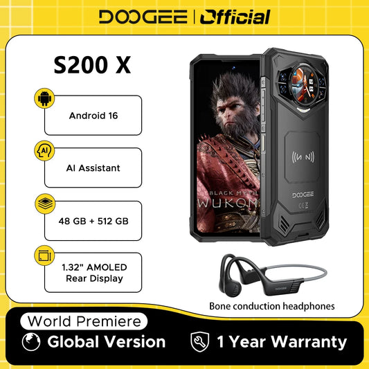 【Brand+】World Premiere DOOGEE S200 5G Rugged Phone 6.72" 120Hz Display 12GB RAM 256GB ROM 100MP AI Main Camera 10100mAh  NFC