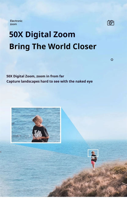 100D Dual-screen WIFI Monocular Camera 4K UHD 70MP Digital SLR Camera with Filters Flash Wide-Angle Lens 50X Zoom Auto Focus