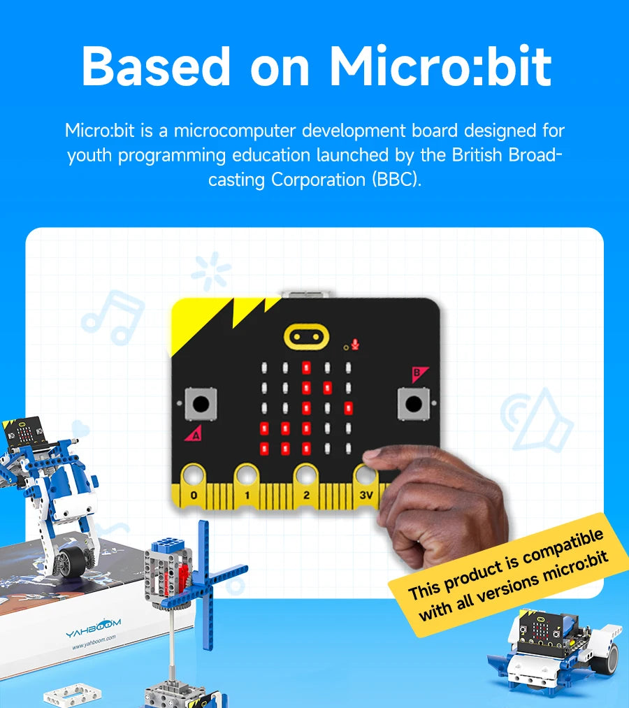 Yahboom Robot Kit Programmable 16 in 1 Building Block Kit Support Python And Makecode Programming Kids Coding for Microbit V2 V1