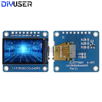 1.14 Inch IPS TFT LCD Display Module 135x240 SPI ST7789 Driver, 65K Color LCD Screen for Arduino Raspberry Pi ESP32 STM32 DIY