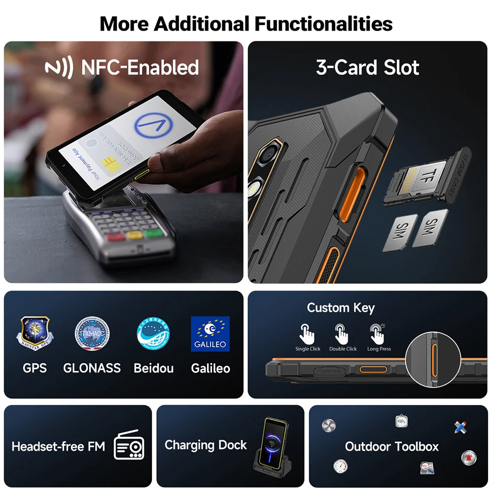 【World Premiere】Ulefone RugKing 2 Pro AI Rugged Phone Android 15 4G 128GB ROM Waterproof Smartphone NFC 5.45"4G  Global 4550mA