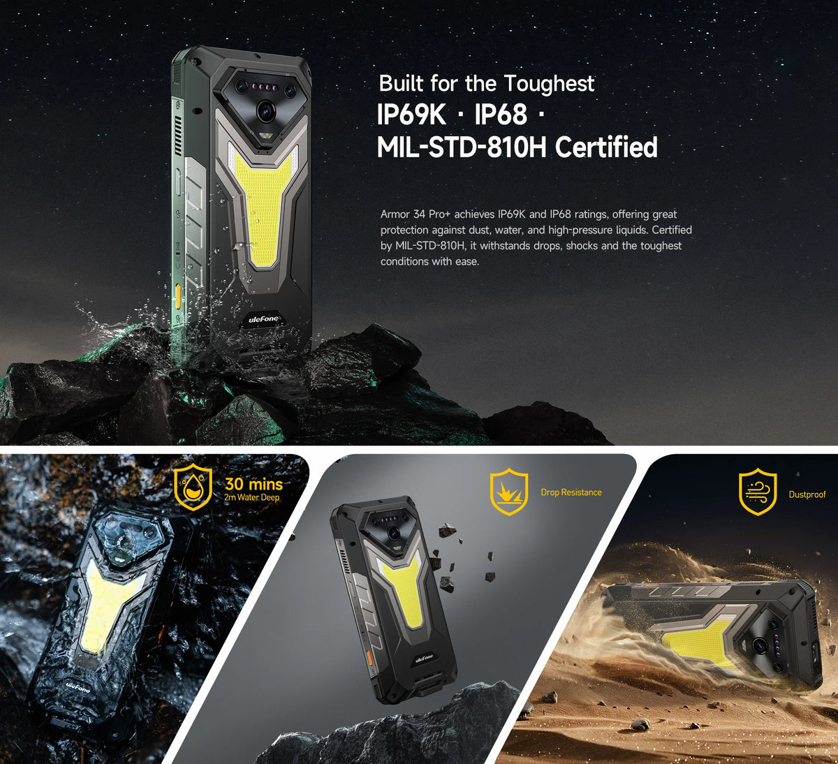 【World Premiere】Ulefone Armor 34 Pro 5G AI Rugged Phone 25500mAh Up to 32GB+512GB Built-in Projector 120Hz 6.95