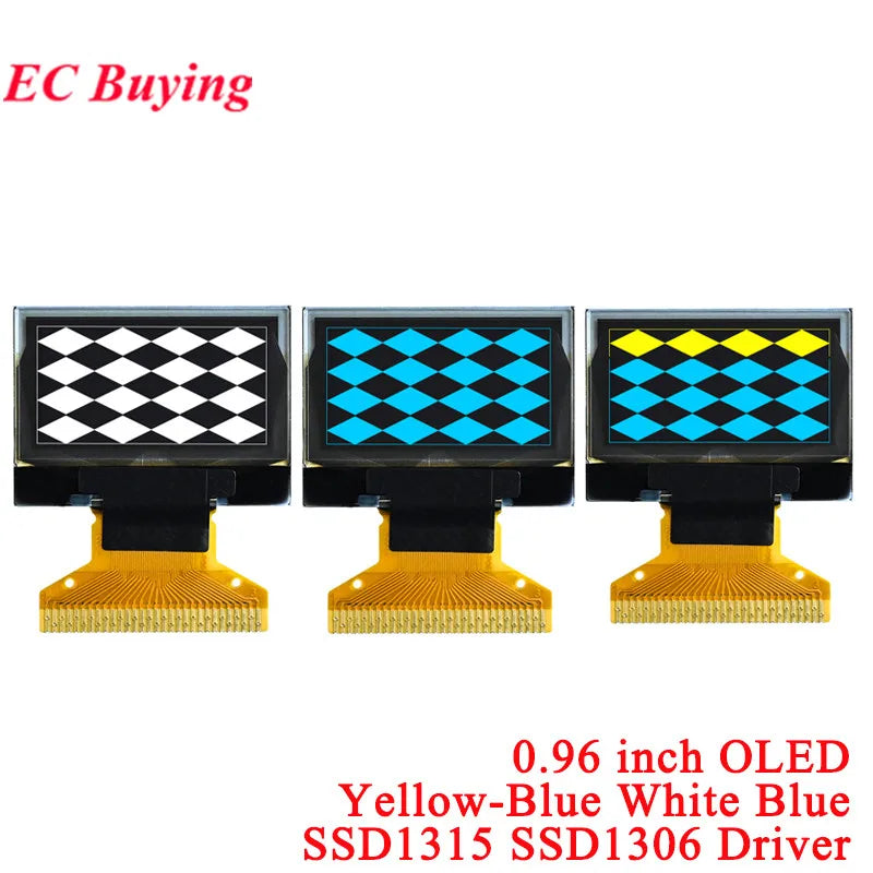 0.96" 0.96 inch OLED LCD Screen Display 128*64 Resolution Yellow-Blue Blue White 128X64 SSD1315 SSD1306 Driver I2C SPI 0.49"