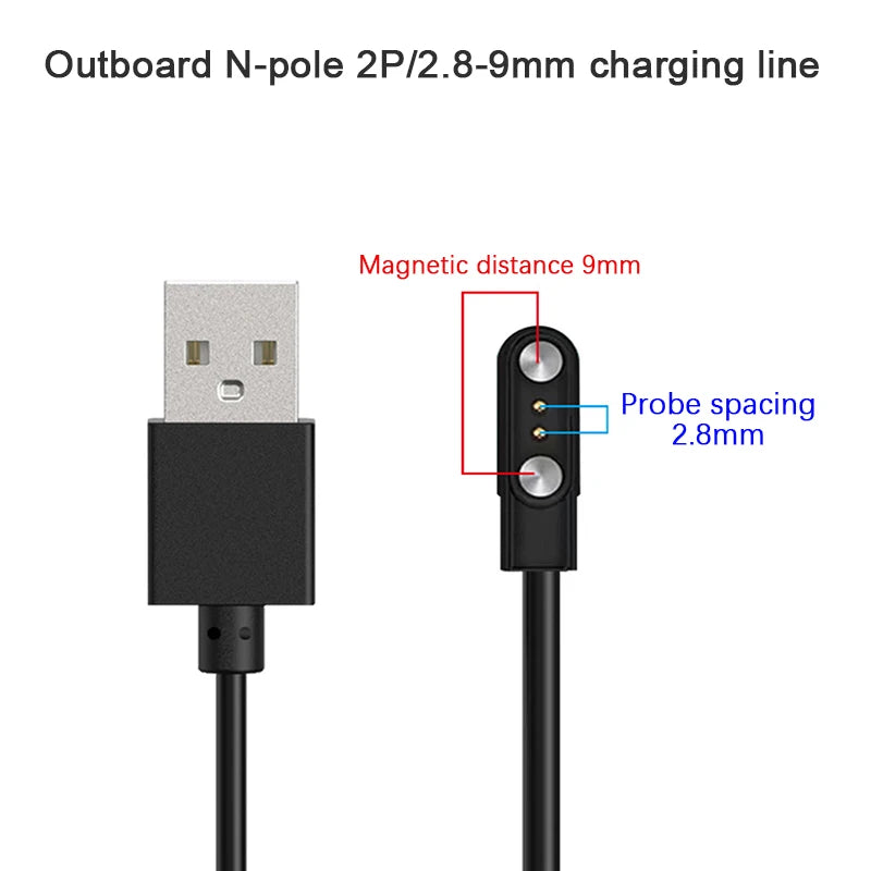 2 Pin Strong Magnetic Charge Cable USB Charging Line Cord Rope Compatible With Smart Watches Universal