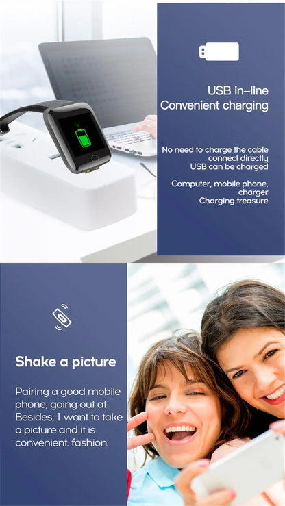 116plus Smart Watch Men Women Bluetooth Connected Phone Music Fitness Multifunctional Sports Bracelet Sleep Monitor Smartwatchs