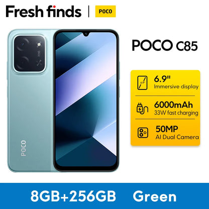 【World Premiere】POCO C85 Global Version Smartphone 128/256GB Helio G81-Ultra 6000mAh battery 6.9" display 50MP Camera 33W NFC