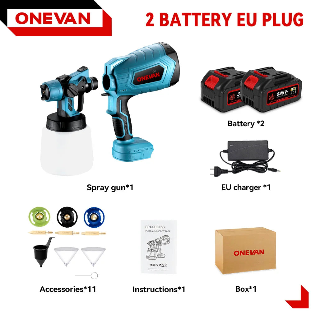 1500W 1000ML Cordless Electric Spray Gun High Power HVLP Paint Sprayer Auto Steel Coating Airbrush For Makita 18V Battery Pin