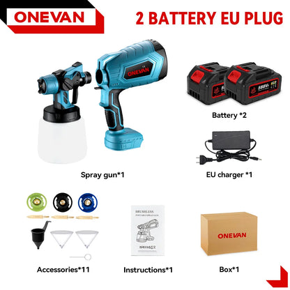 1500W 1000ML Cordless Electric Spray Gun High Power HVLP Paint Sprayer Auto Steel Coating Airbrush For Makita 18V Battery Pin