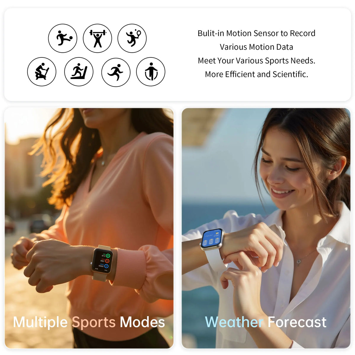 2.01'' Waterproof Smart Watch with Message Answer Call Sleep Monitoring Sports Pedometer Information Alerts For iPhone Android
