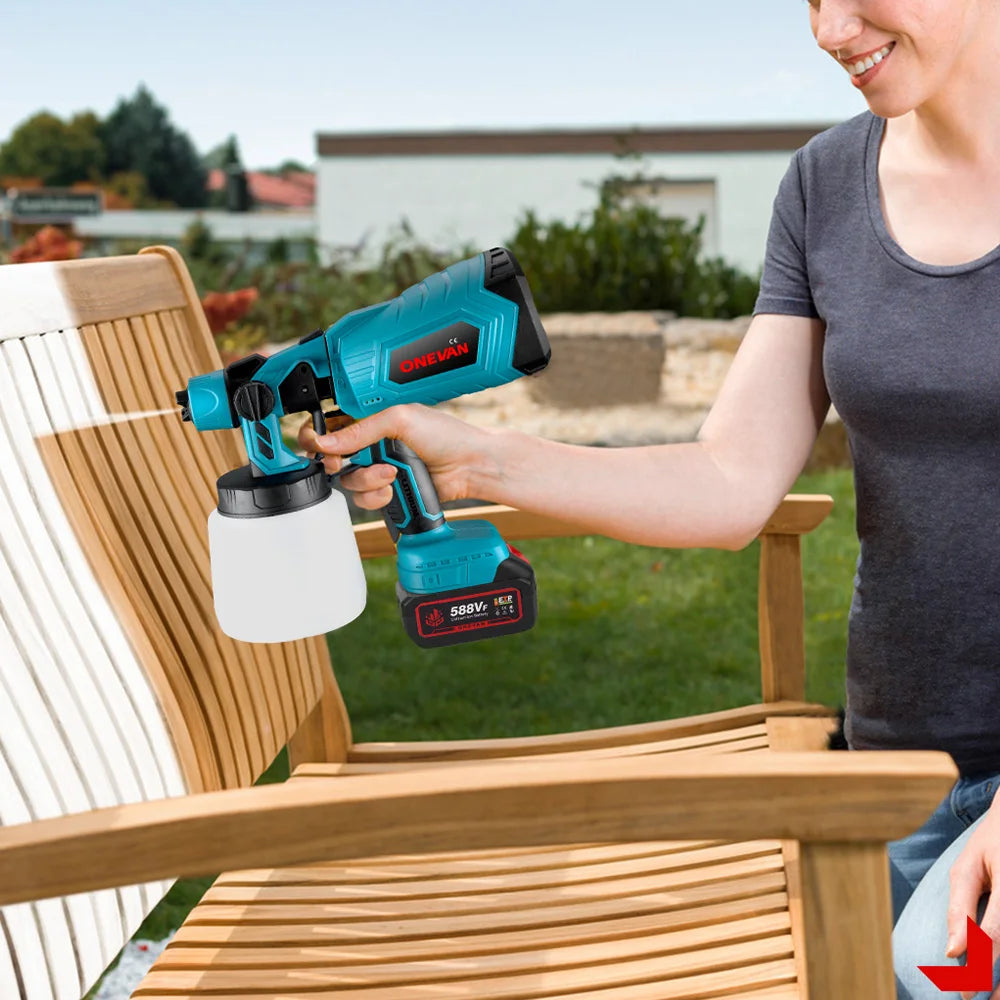 1500W 1000ML Cordless Electric Spray Gun High Power HVLP Paint Sprayer Auto Steel Coating Airbrush For Makita 18V Battery Pin