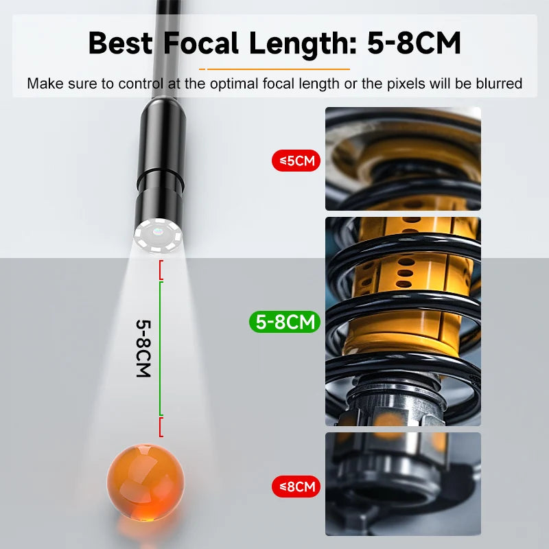 2-100m Industrial Endoscope Camera 8mm 1080P Detachable Design IP67 Borescope Inspection Camera for Piping Sewer 2600mAh