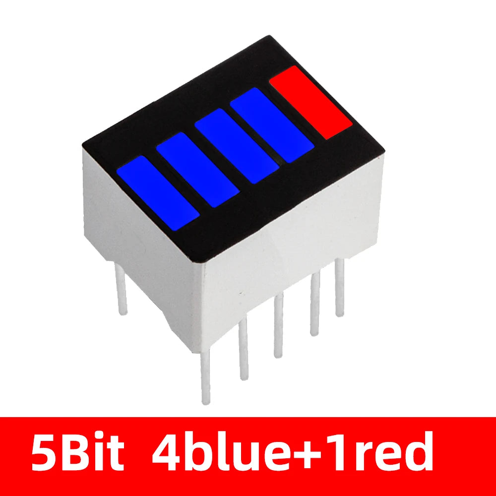 1PC 5/8/10/12/20-Segment Multicolor LED Battery Bar Indicator (Red/White/Blue) - Super Bright for DIY Power Pack Assembly
