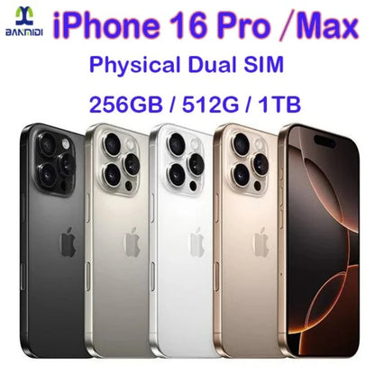 100% Original iPhone 16 Pro MAX Smartphone 6.9" Dual SIM Unlocked 5G Cell Phone Retina XDR OLED 6.3" 16 Pro 128GB/256GB/512GB/1T