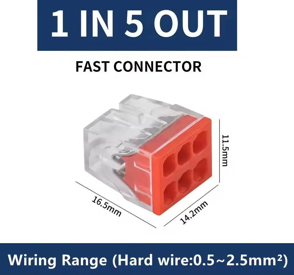 10/50pcs CMK 20 Mini Quick Wire Connectors 2/3/4/5/6/8 Ports Hard wire Quick Push-In Terminal Block 450V 25A 0.5~2.5mm² ﻿