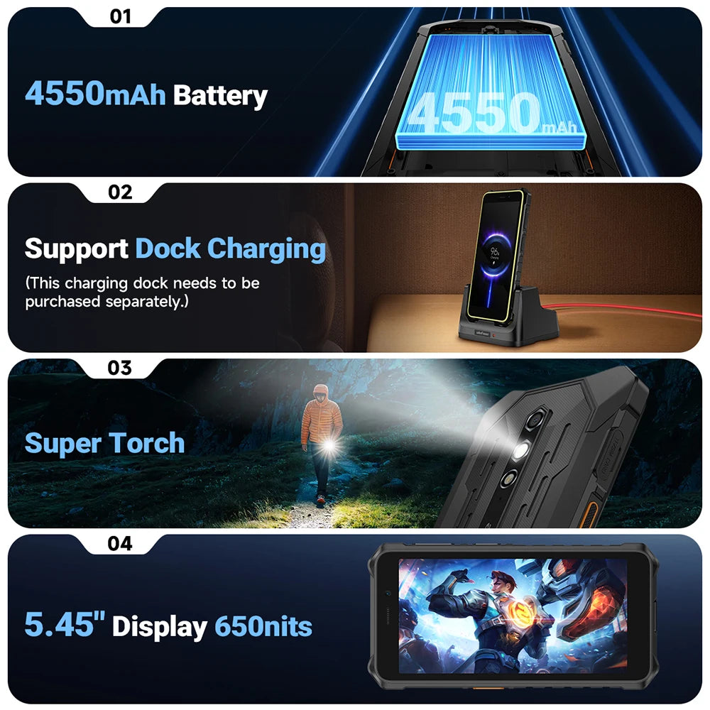 【World Premiere】Ulefone RugKing 2 Pro AI Rugged Phone Android 15 4G 128GB ROM Waterproof Smartphone NFC 5.45"4G  Global 4550mA