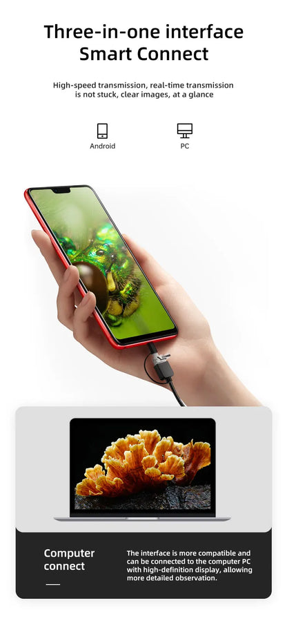 1600X 3in 1 Digital Microscope Camera Portable Electronic Microscope For Soldering LED Magnifier Type-C USB Charge Magnifier