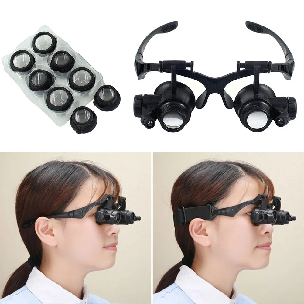 10X/15X/20X/25X LED Magnifier Glasses Magnifying Headband Eyewear for Reading Jewelers Watchmaker Repair Tools Magnifying Glass