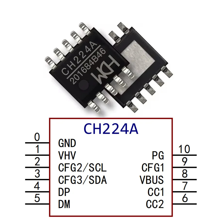 10Pcs/lot CH224 CH224A USB PD3.2 Fast Charging Protocol Receiver Chip