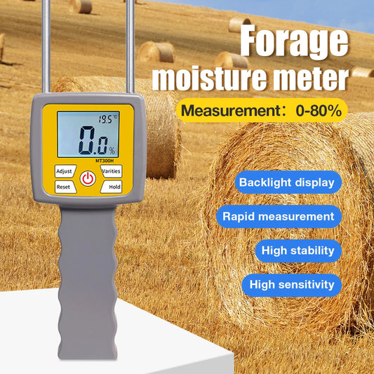 0-84% Digital Hay Moisture Meter High Sensitivity for Grass Straw Pile Sawdust Wheat Bran Straw Alfalfa Moisture Content Test