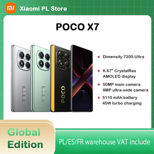 【Brand+】POCO X7 Smartphone Dimensity 7300-Ultra 6.67"120Hz AMOLED Display 45W 5110mAh 50MP Camera IP68 Xiaomi HyperOS NFC