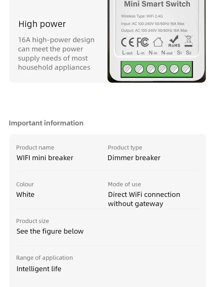 16A/20A Tuya Smart WiFi/Zigbee3.0 Switch APP Control Switch Mini Breaker Smart Life Control Support Alexa Home Yandex Alice