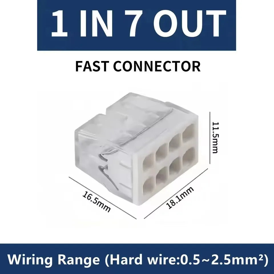 10/50pcs CMK 20 Mini Quick Wire Connectors 2/3/4/5/6/8 Ports Hard wire Quick Push-In Terminal Block 450V 25A 0.5~2.5mm² ﻿