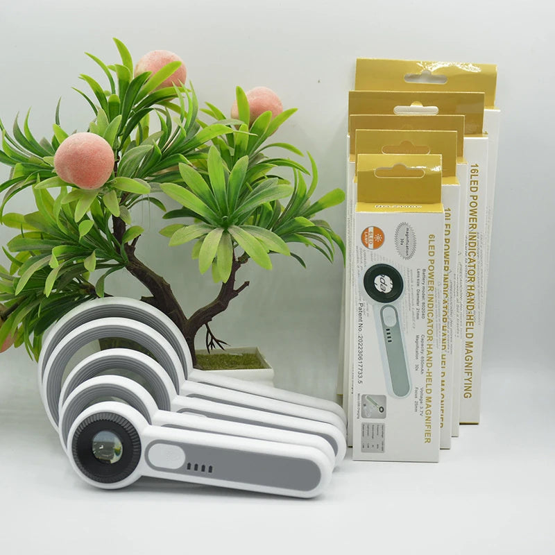 1pc Rechargeable Handheld Magnifier 3 Lighting Modes Illuminated Magnifying Glass With LED Light For Seniors Reading Repair