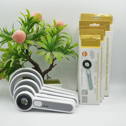 1pc Rechargeable Handheld Magnifier 3 Lighting Modes Illuminated Magnifying Glass With LED Light For Seniors Reading Repair