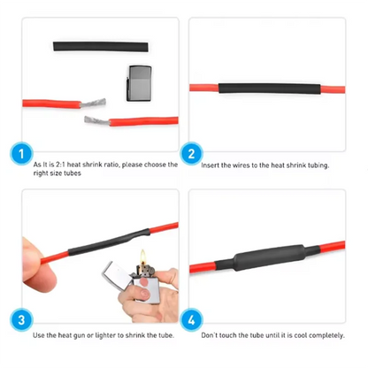 127PCS Heat-shrink Tubing Kit 2:1 black Thermoresistant Tube Electrical Connection Wire Cable Insulation Sleeving