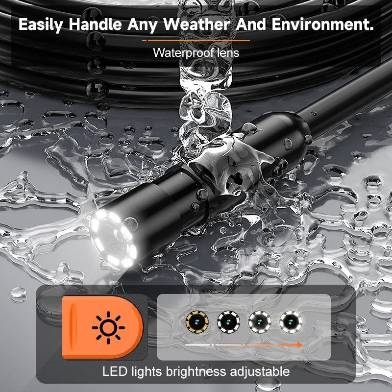 2-100m Industrial Endoscope Camera 8mm 1080P Detachable Design IP67 Borescope Inspection Camera for Piping Sewer 2600mAh