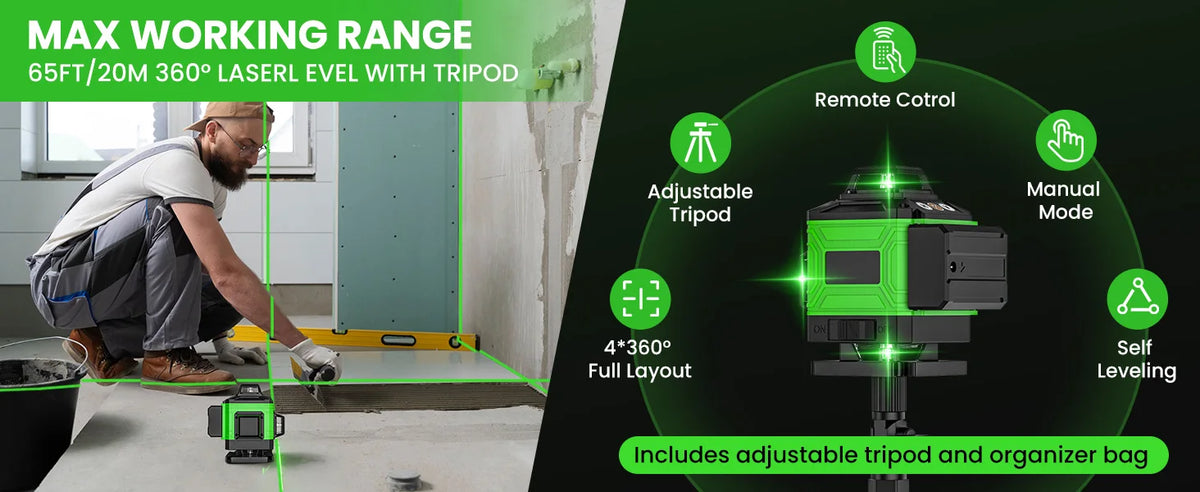 16 Lines 4D Laser Level Green Line SelfLeveling 360 Horizontal & Vertical power Laser level Professional Construction Tools