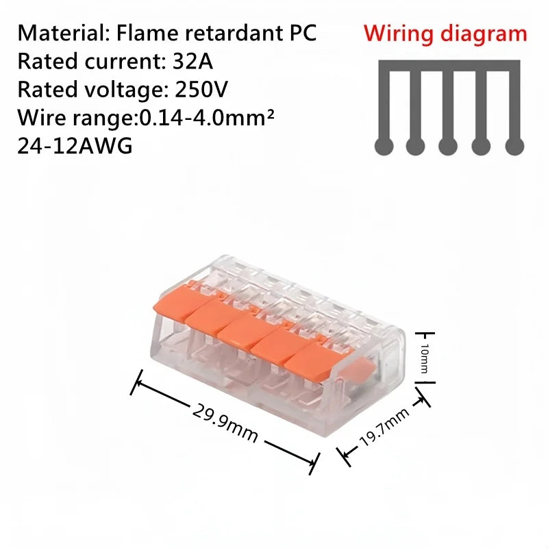 10/75pcs Universal Type Quick Plug-in Terminals,Electrical Equipment Connectors Lever Wire Connector Terminals 250V/32A