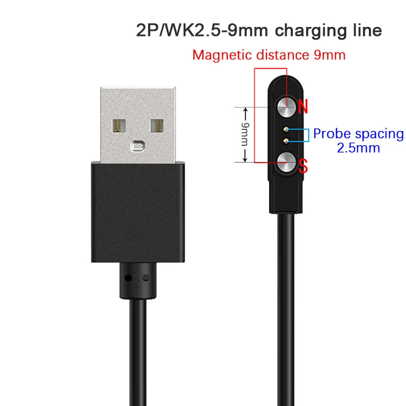 2 Pin Strong Magnetic Charge Cable USB Charging Line Cord Rope Compatible With Smart Watches Universal