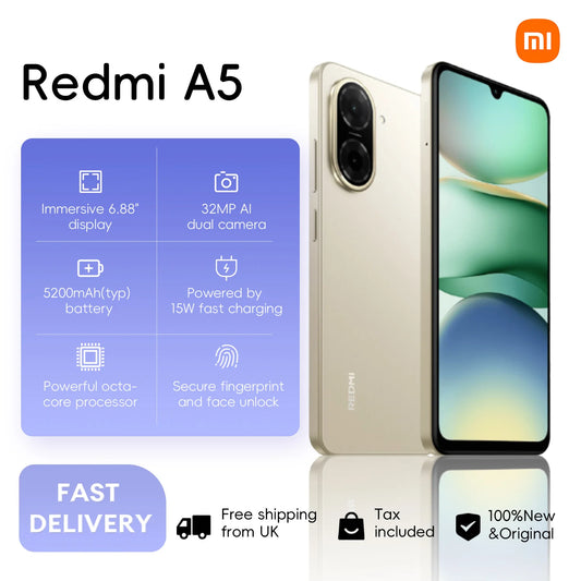 Xiaomi Redmi A5, 4GB+128GB Global Version, 6.88" 120Hz Display, Powerful Octa-core Processor, 32MP Camera, 5200mAh Large Battery
