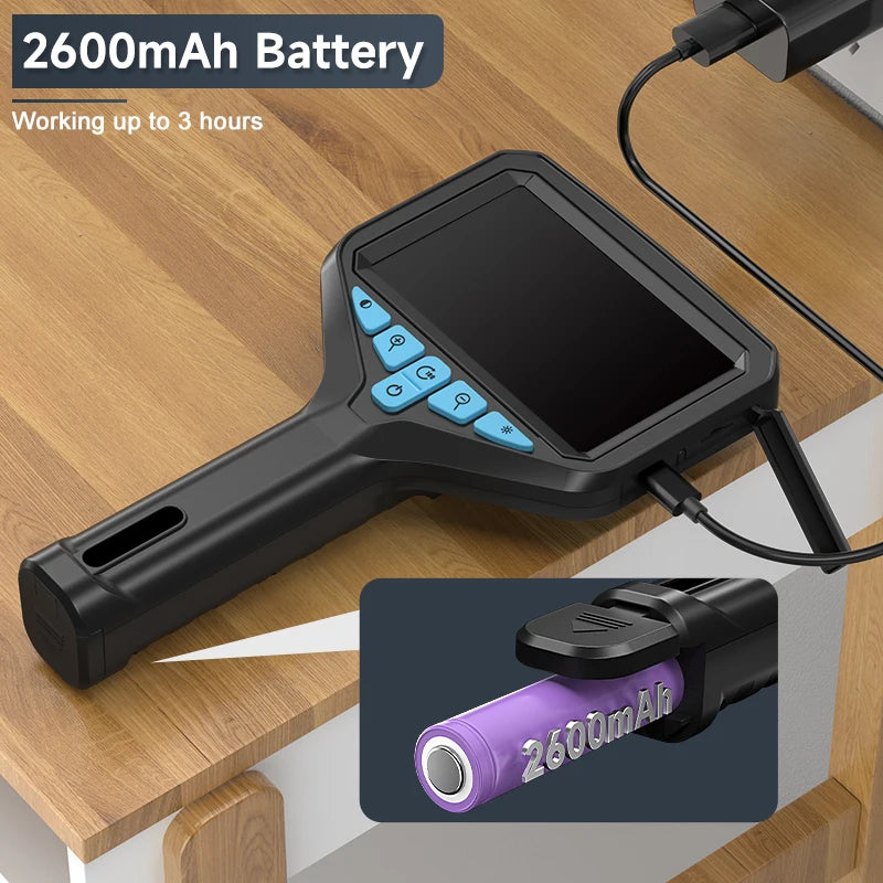 2-100m Borescope 8mm Camera 1080P HD 4.3'' Screen Endoscope IP67 Detachable Design 2600mAh Inspection Camera for Piping