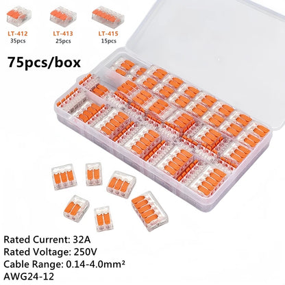 10/75pcs Universal Type Quick Plug-in Terminals,Electrical Equipment Connectors Lever Wire Connector Terminals 250V/32A