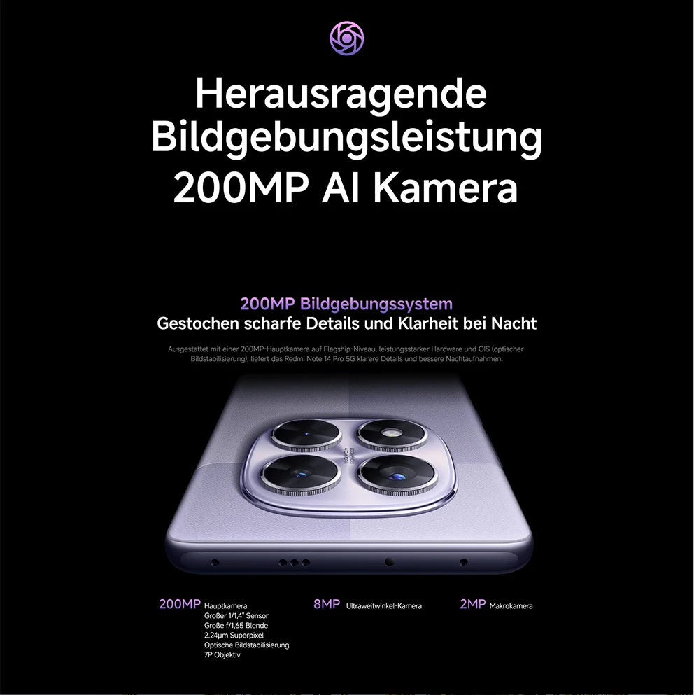 【Brand+】Xiaomi Redmi Note 14 Pro 5G Smartphone MediaTek Dimensity 7300-Ultra 200MP AI camera NFC 6.67