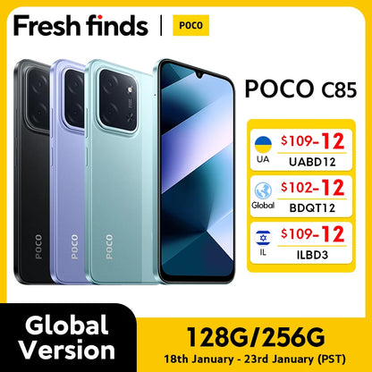 【World Premiere】POCO C85 Global Version Smartphone 128/256GB Helio G81-Ultra 6000mAh battery 6.9" display 50MP Camera 33W NFC