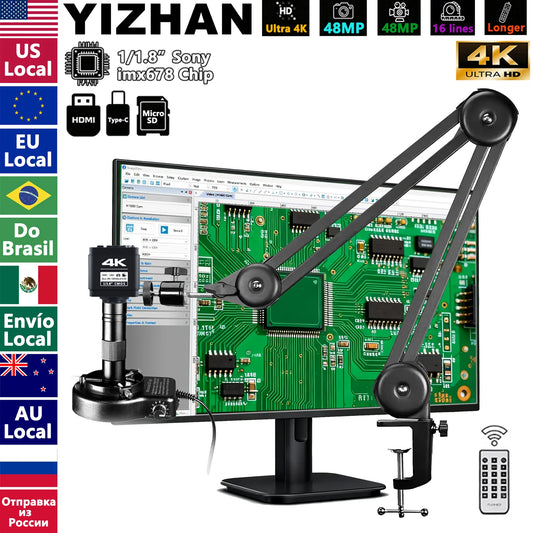 YIZHAN 4K Digital Microscope With Software, imx678 imx415 Sensor, 150X Electronic Microscope For Soldering, Reinforced Bracket