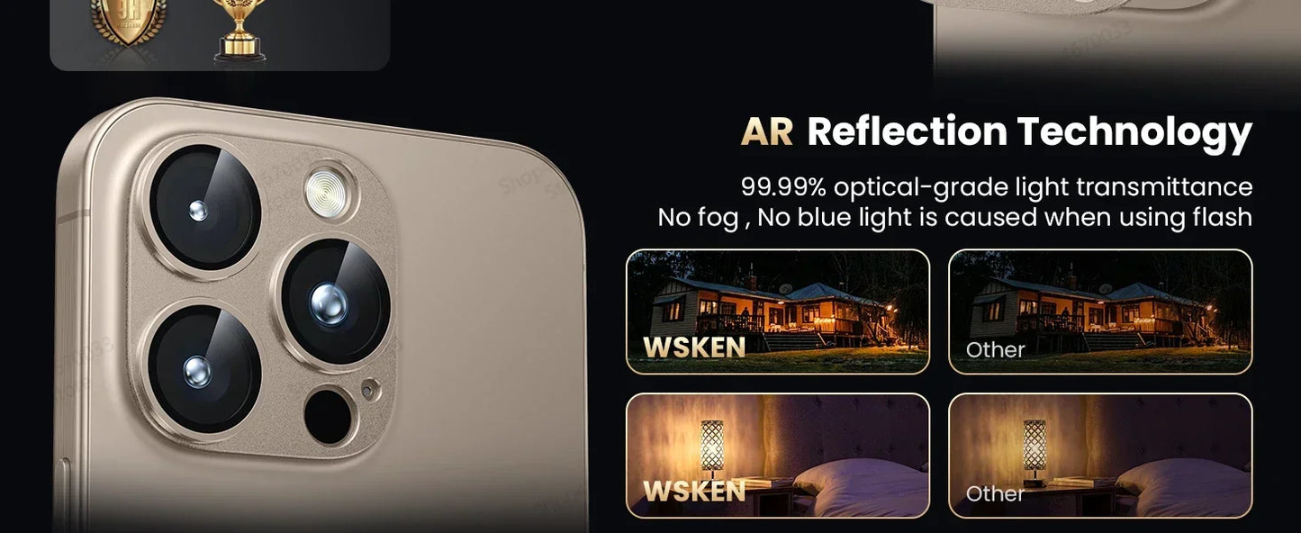 1Pcs Camera Protection Glass For IPhone 16 15 14 13 Pro Max Mini Lens Cover Glass For IPhone 15 14 16 Plus Lens Metal Ring Film