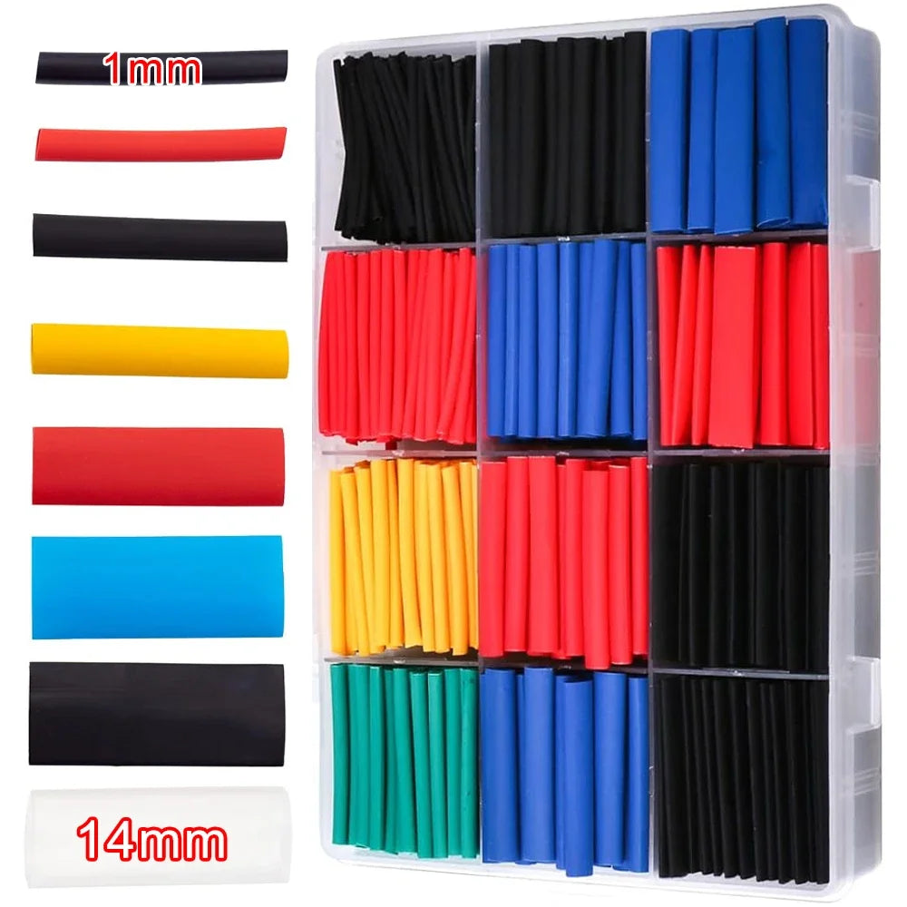 1600/127pcs Heat-shrink Tubing Thermoresistant Tube Heat Shrink Wrapping Kit Electrical Connection Wire Insulation Sleeving