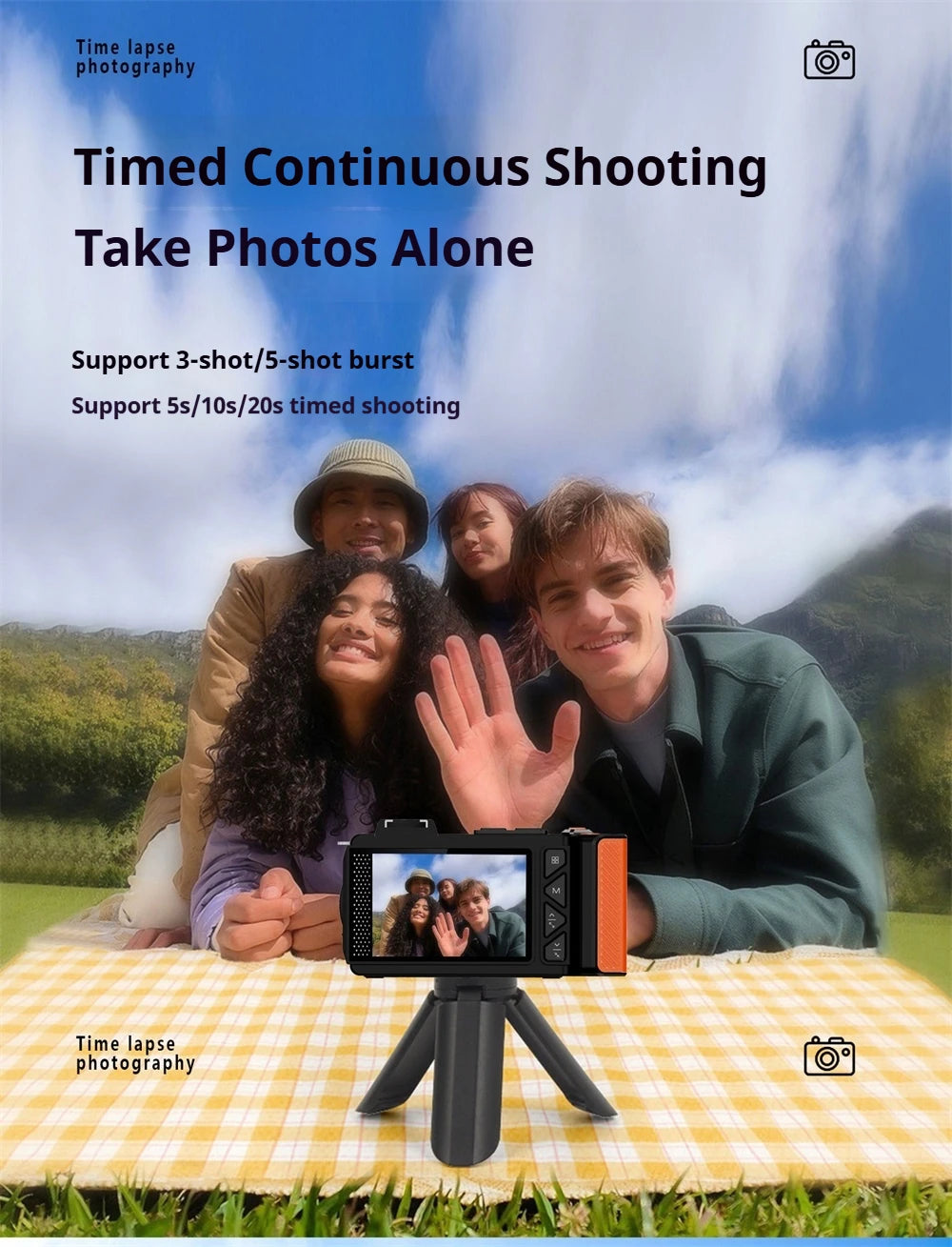 100D Dual-screen WIFI Monocular Camera 4K UHD 70MP Digital SLR Camera with Filters Flash Wide-Angle Lens 50X Zoom Auto Focus