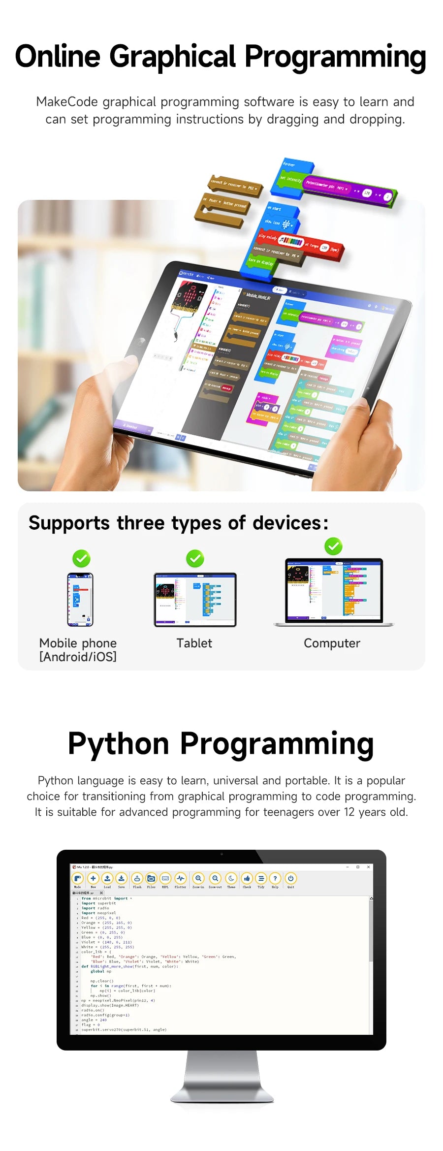 Yahboom Robot Kit Programmable 16 in 1 Building Block Kit Support Python And Makecode Programming Kids Coding for Microbit V2 V1