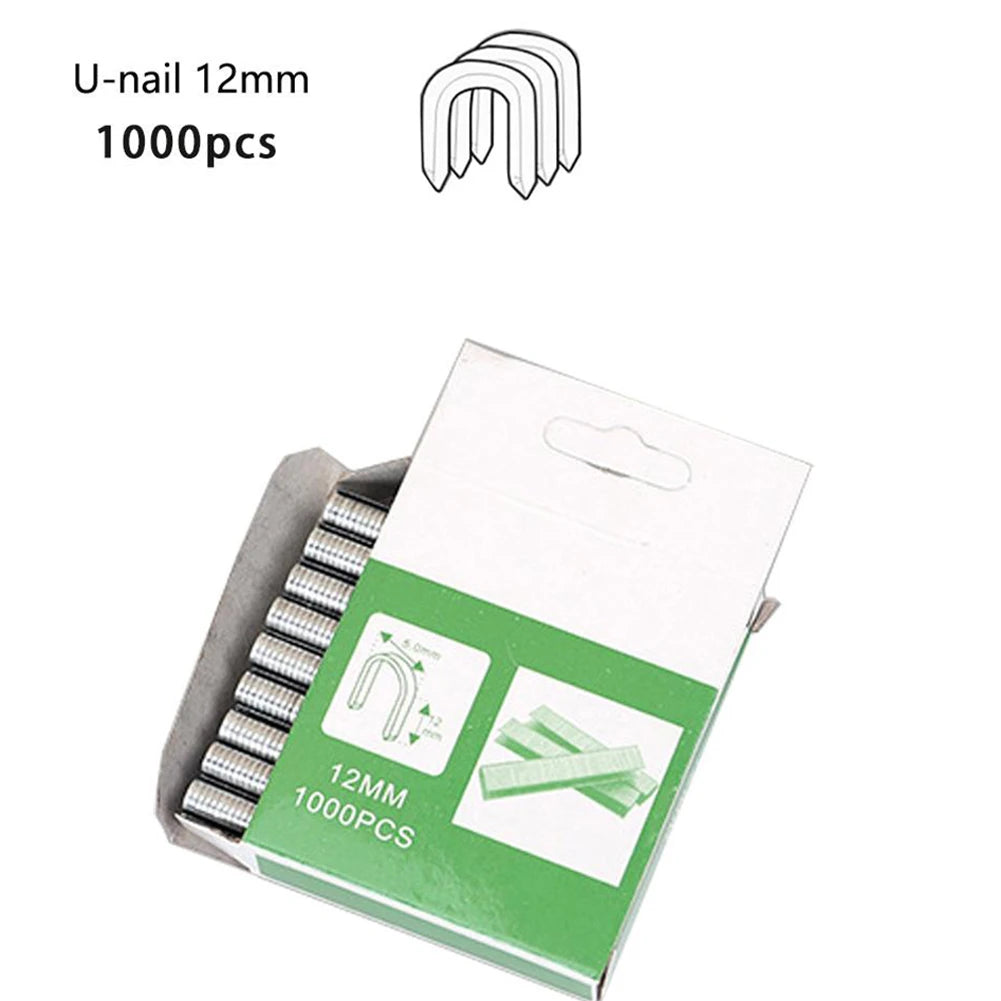 1000Pcs U/Door /T Shaped Nail Shaped Stapler For Wood Furniture Household Use Nail Shooter Nail For DIY Home Staples Nails