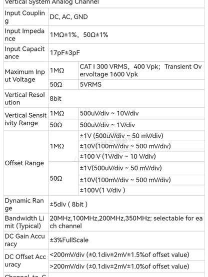 【Hantek Official Genuine】Digital oscilloscope DSO2C20/2C35/2C50/2D20/2D35/2D205 200/350/500MHz 2Gsa/s 2-Ch desktop oscilloscope